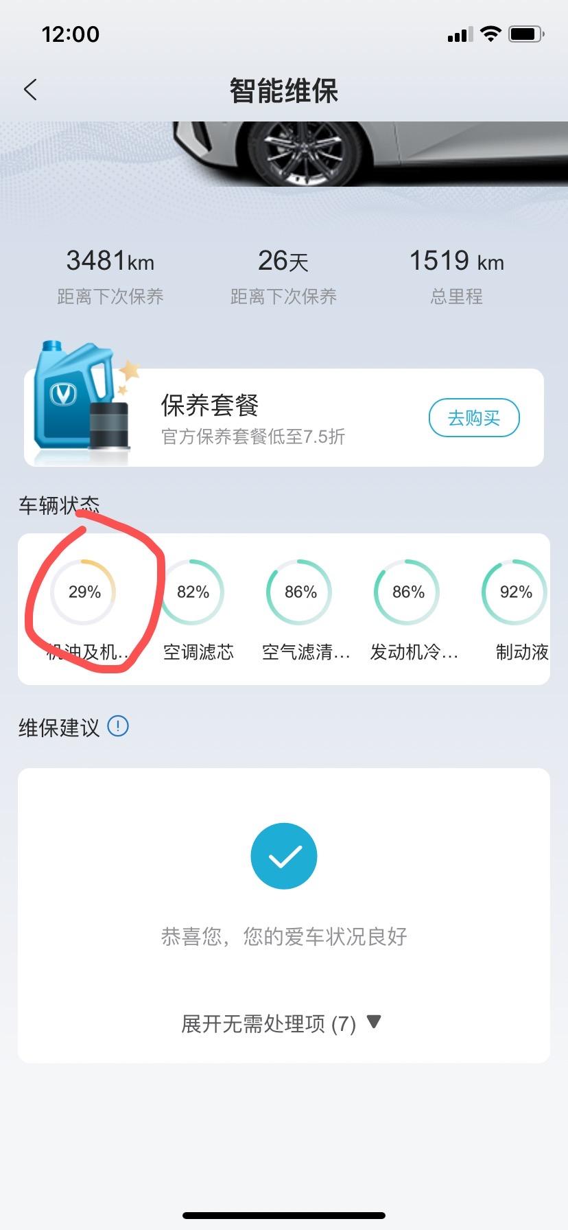 长安UNI-V 行驶两个月 大家的机油显示多少