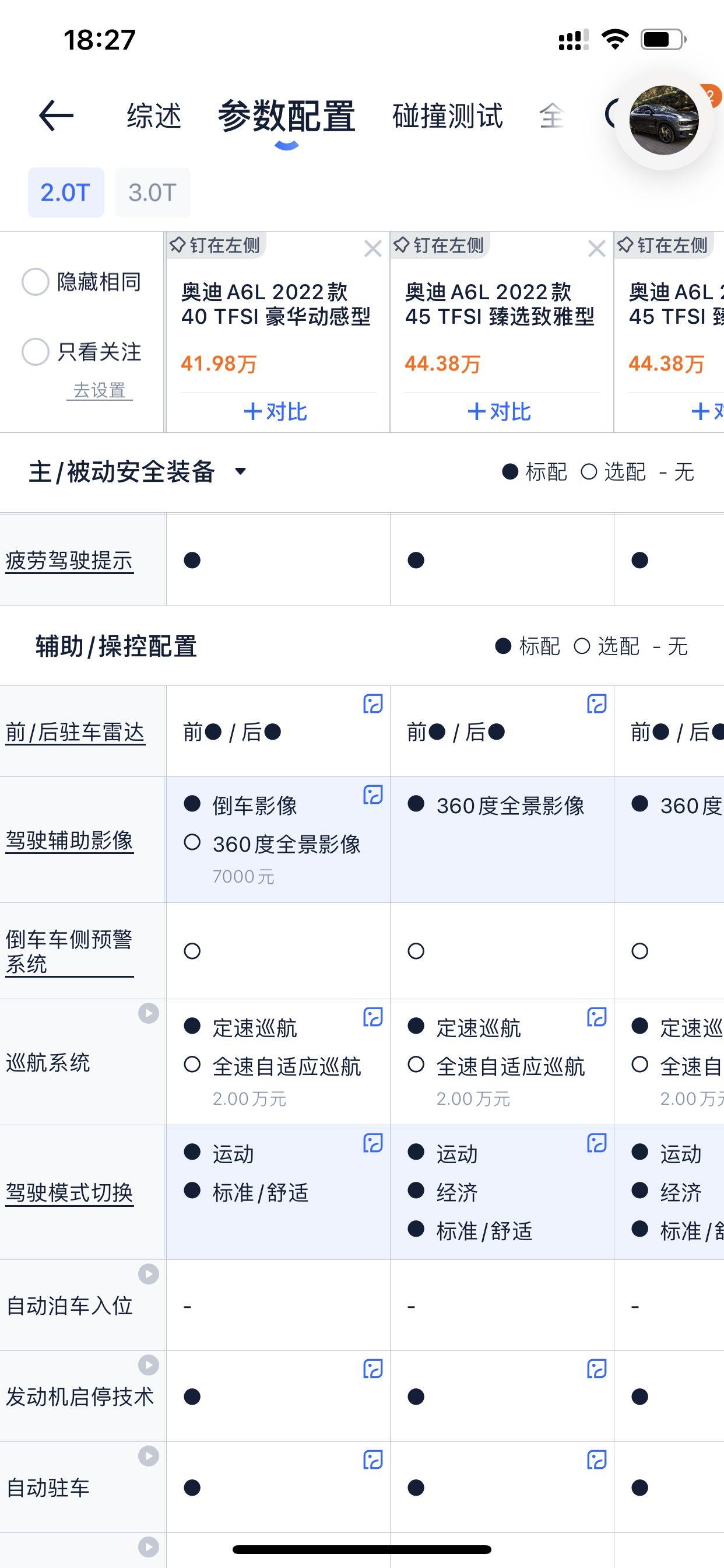 奥迪A6L A6L45现在到底带不带出厂360影像，销售说不带，是什么时候减配了吗？