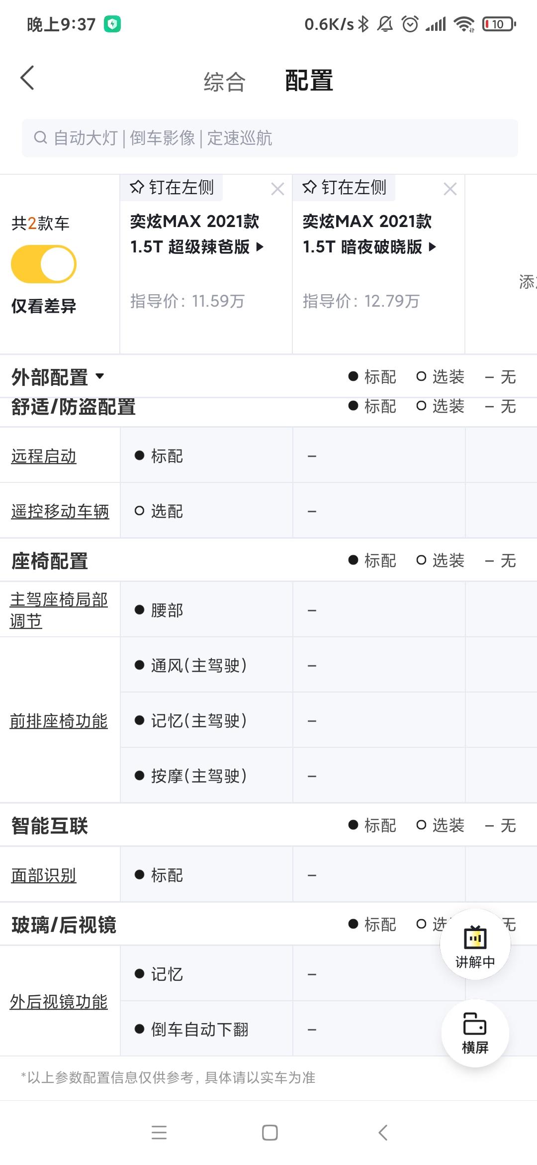 东风风神奕炫MAX 想买这个车，为啥辣爸比暗夜功能多，还比暗夜便宜啊，暗夜别的地方有增值点吗