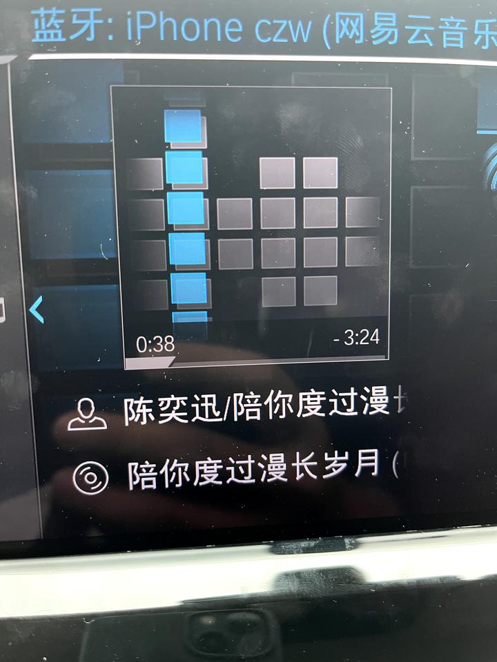 宝马iX3 播放音乐时候这个方格子里的蓝色灰色什么意思？