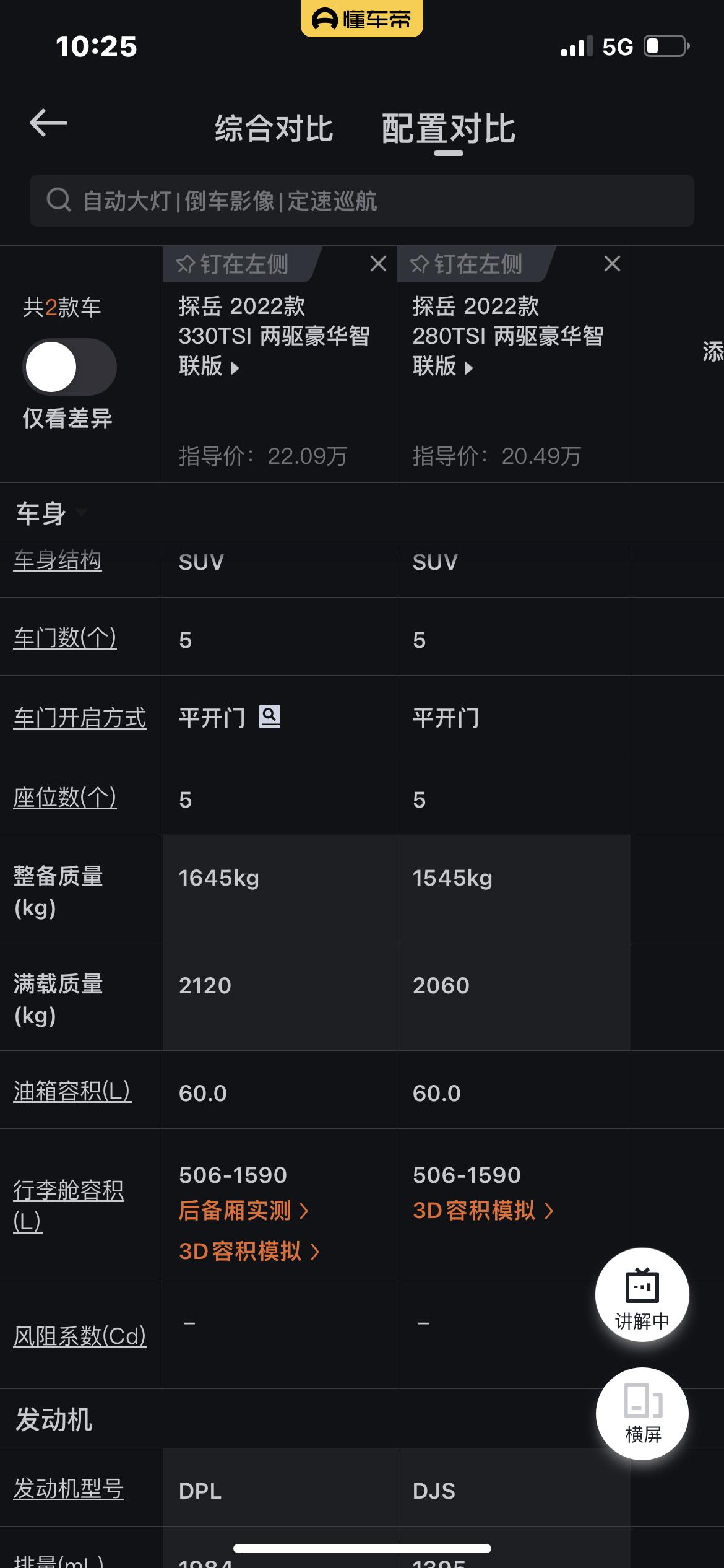 大众探岳 280和330只差发动机，重量差了100kg，4s店的销售也觉得奇怪，280是不是在看不见的地方减配了，请教各