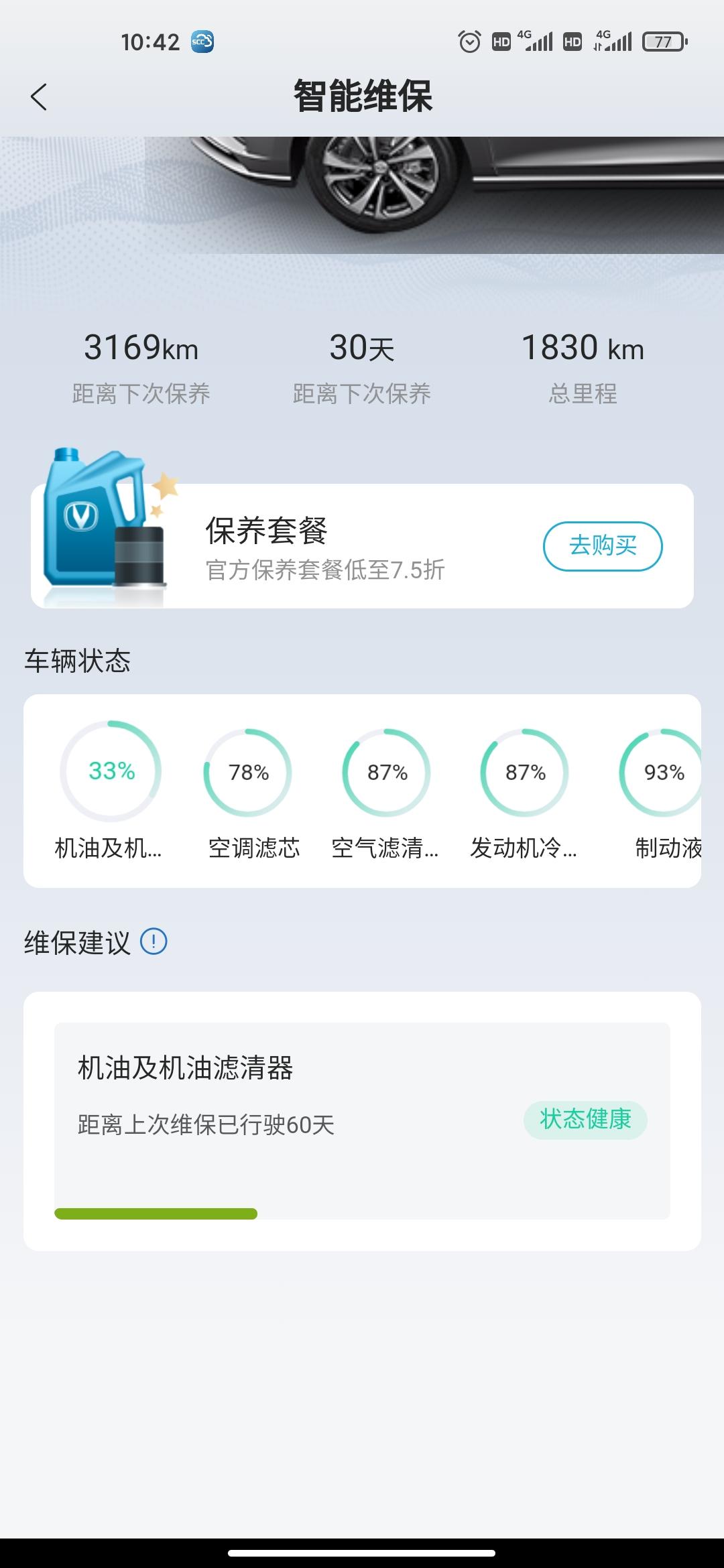 长安逸动 跑了1830公里，机油还有33%。但昨天看还有34%。放了一晚上，自动下降了。。。麻烦懂的给看看，是正常还是有